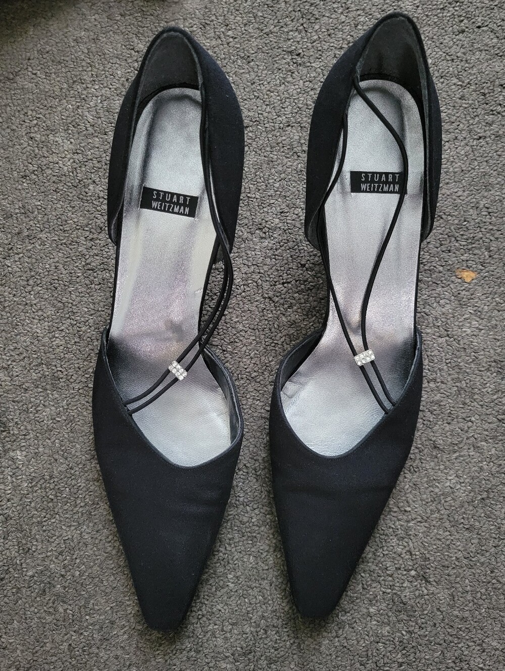 Stuart Weitzman Black Pointed Toe Ankle-Strap Flats Size 10 AA